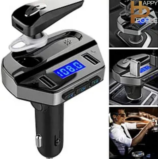 Laisvu rankų įranga FM bangomis ir bluetooth